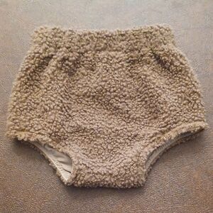Baby Sherpa Brown Bloomers, Cozy Tan Kids Fleece Shorts